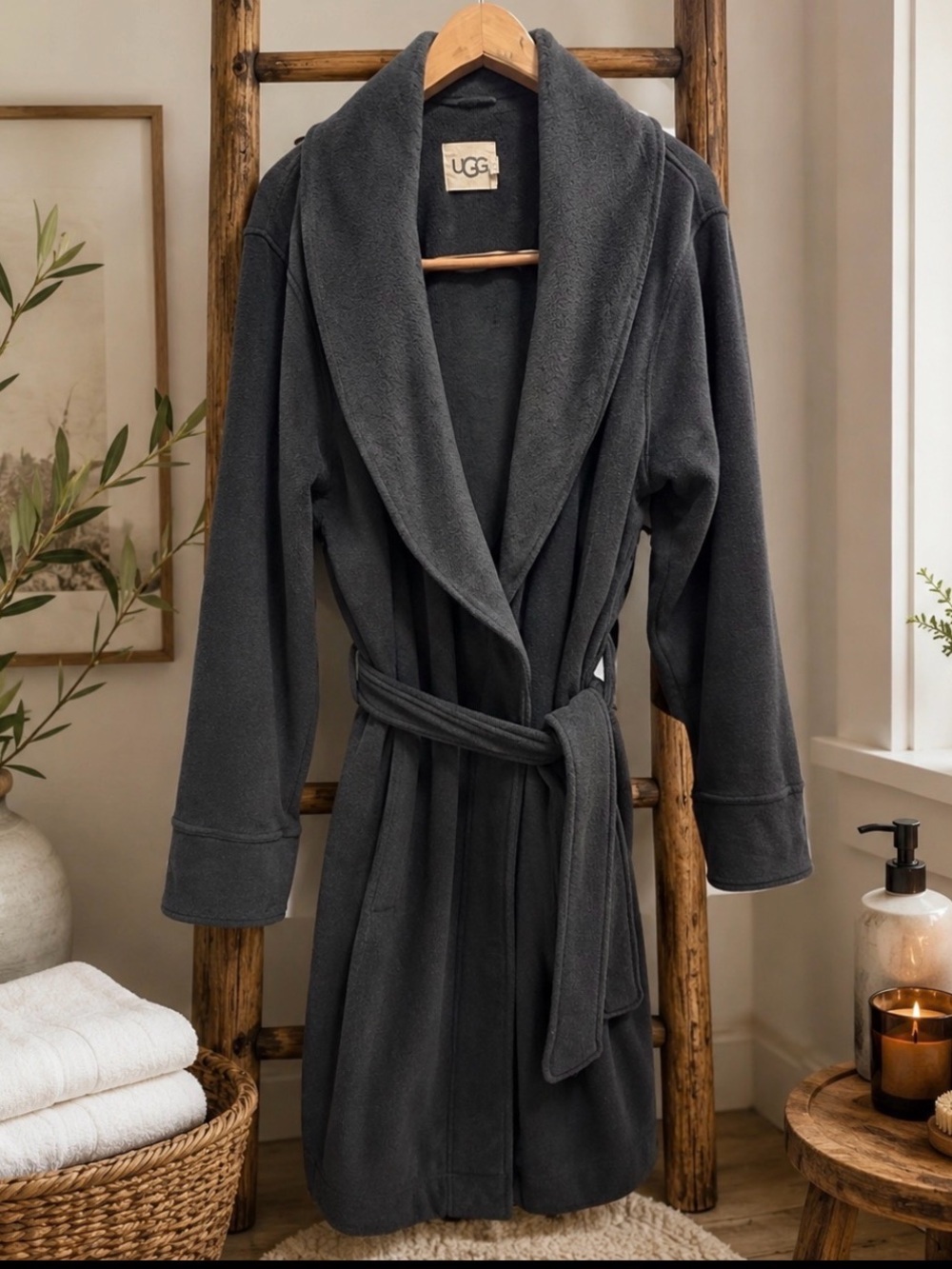 UGG duffield 11 gray colored plush fleece bathrobe size 2X